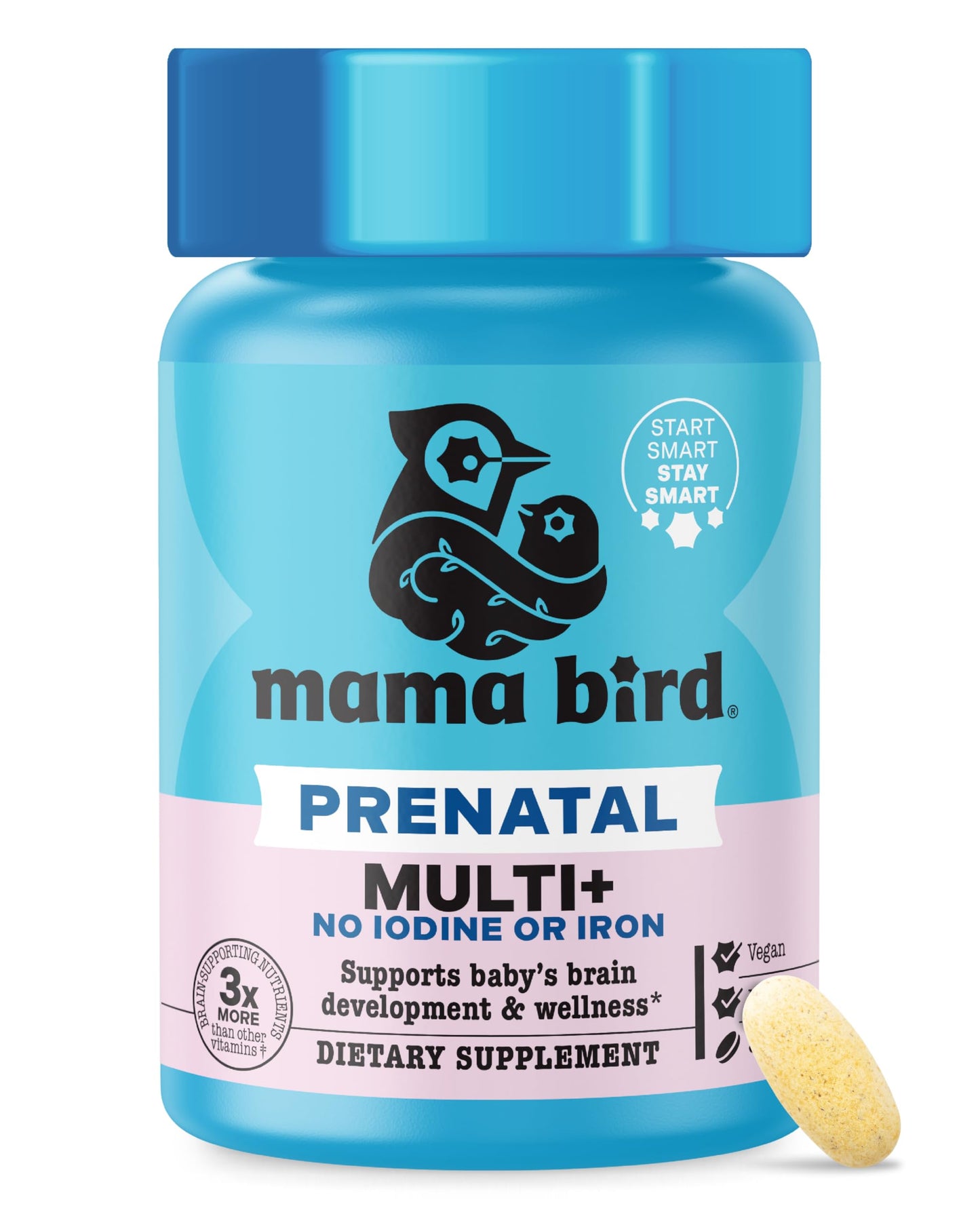 Best Nest Wellness Mama Bird Prenatal Multi+ No Iodine or Iron – 30 Servings, Brain-Ready Prenatal Vitamins