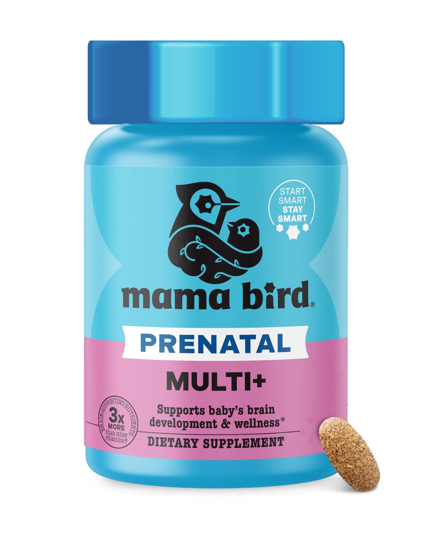 Mama Bird Prenatal Multi+ | Best Nest Wellness – 30+ Nutrients for Baby Brain Health (Vegan, Gluten Free)