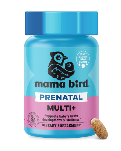 Mama Bird Prenatal Multi+ | Best Nest Wellness – 30+ Nutrients for Baby Brain Health (Vegan, Gluten Free)