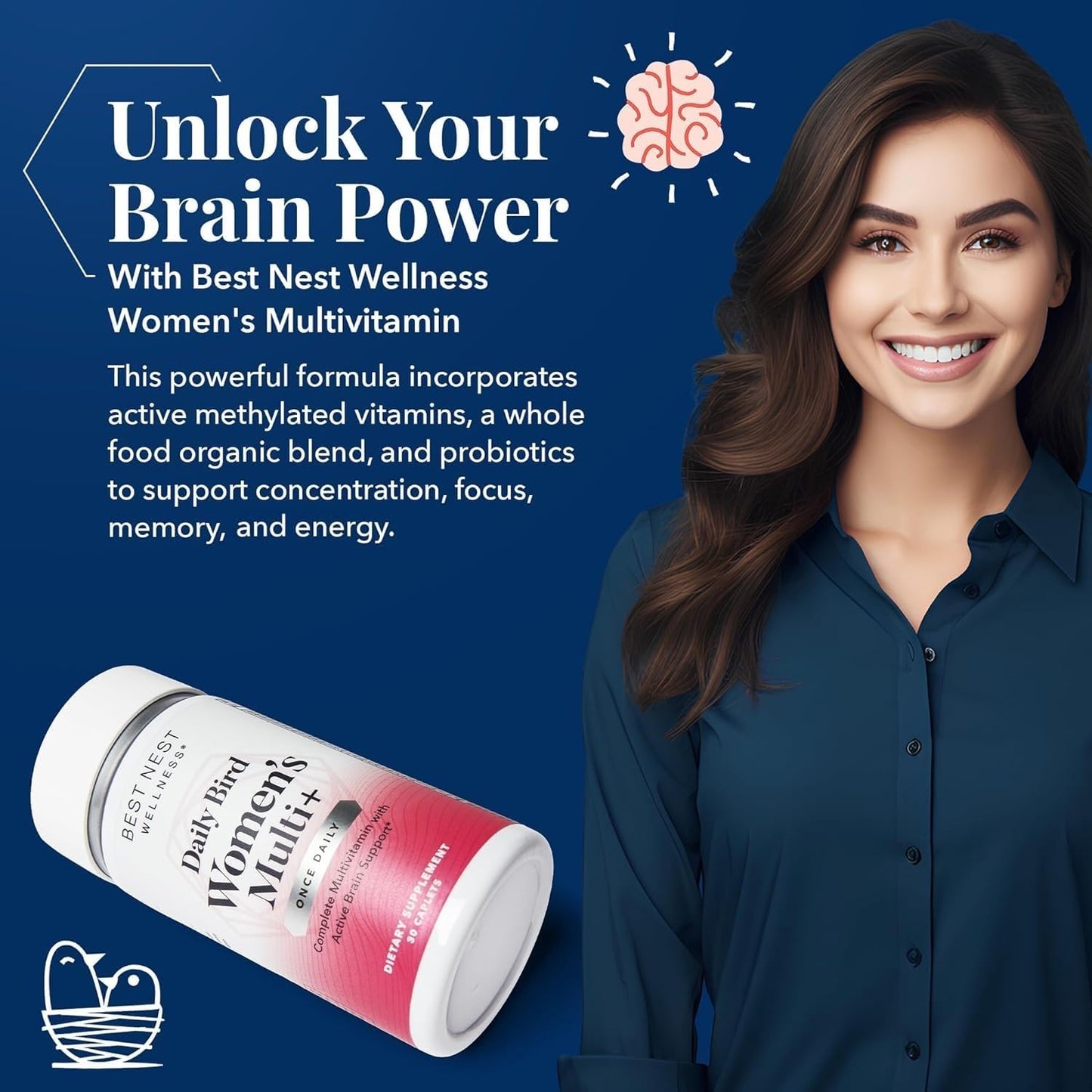 Best Nest Wellness Women's Multi Plus – Brain & Body Support, Gentle Iron