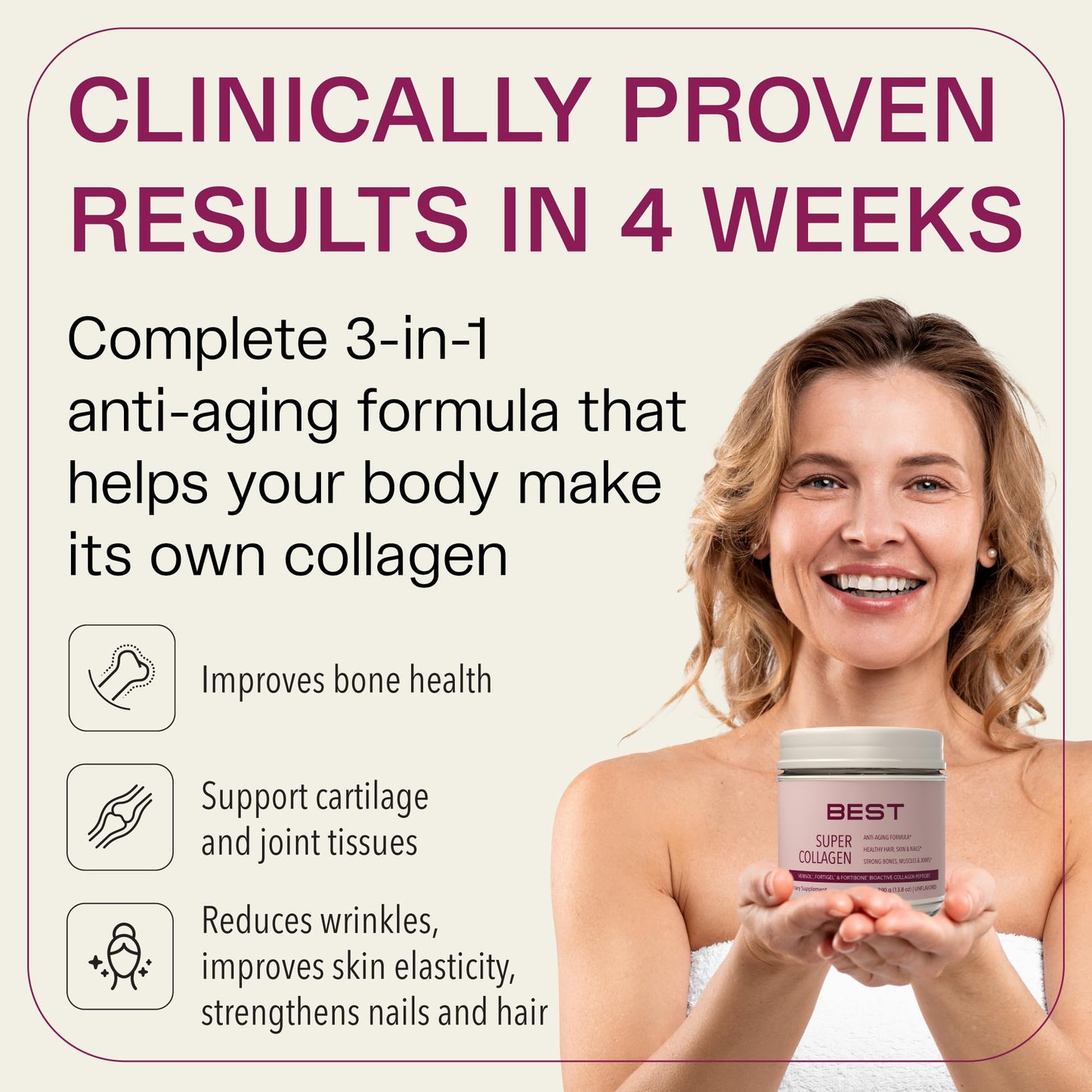 BEST Super VERISOL Collagen Powder for Women – Unflavored, 30 Servings