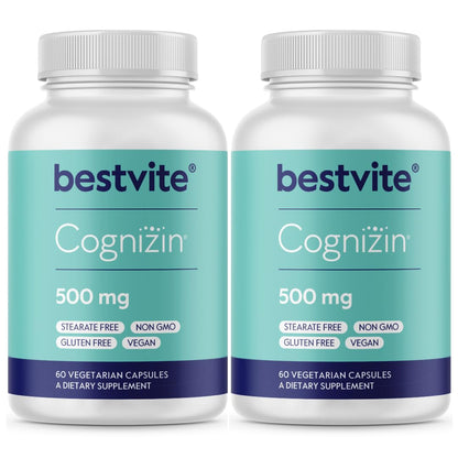 BESTVITE Cognizin Citicoline 500mg – 120 Vegetarian Capsules | Premium Nootropic