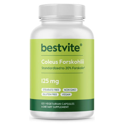 BESTVITE Coleus Forskohlii 125 mg – 20% Forskolin (120 Veg Capsules) – Forslean