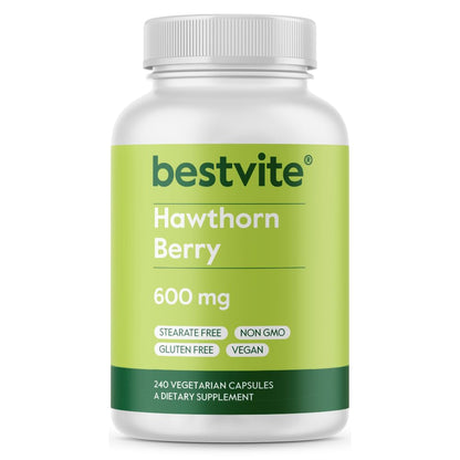 BESTVITE Hawthorn Berry 600 mg – 240 Vegetarian Capsules – No Stearates, No Fillers, Vegan, Non-GMO, Gluten Free