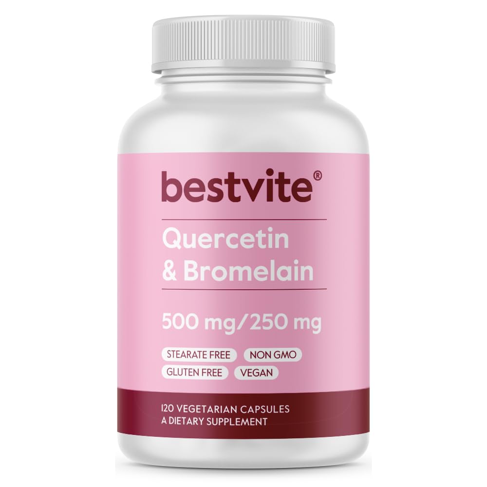 BESTVITE Quercetin with Bromelain 500mg/250mg (120 Vegetarian Capsules) – No Stearates – No Silicon Dioxide – Vegan – Non GMO – Gluten Free