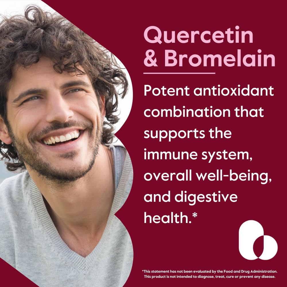 BESTVITE Quercetin with Bromelain 500mg/250mg (120 Vegetarian Capsules) – No Stearates – No Silicon Dioxide – Vegan – Non GMO – Gluten Free