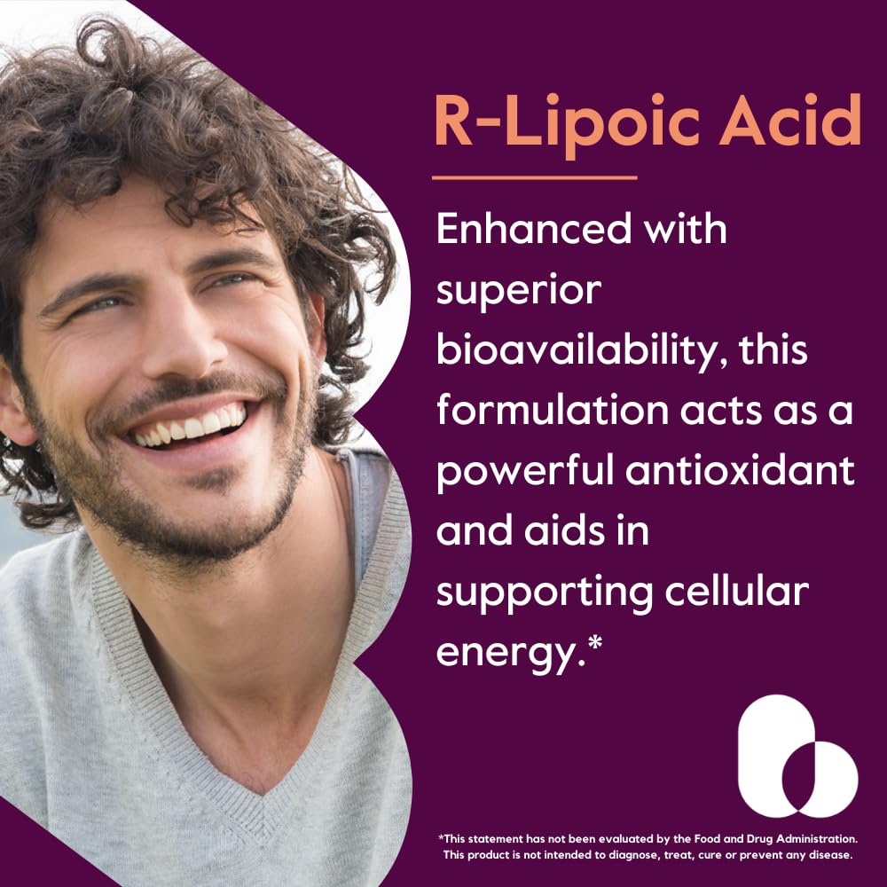 BESTVITE R-Lipoic Acid 200mg Stabilized with Bio-Enhanced Na-RLA (120 Vegetarian Capsules)(60x2) - No Stearates - No Fillers - Vegan - Gluten Free - Non GMO