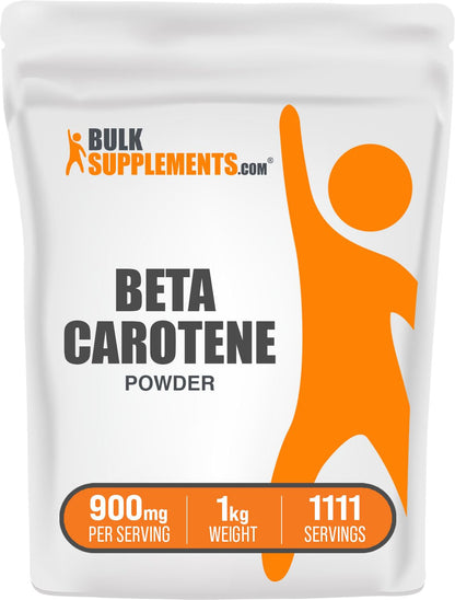 BulkSupplements Beta Carotene Powder – Vitamin A for Immune & Vision Support | Gluten Free, 900 mg/Serving, 1kg
