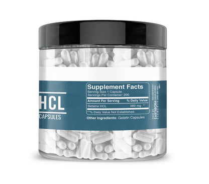Earthborn Elements Betaine HCl – 200 Capsules | Lab-Tested, No Fillers