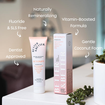 Better & Better Detoxify Hydroxyapatite Toothpaste | Fresh Mint 3.4oz, 1 Pack | Fluoride & SLS Free