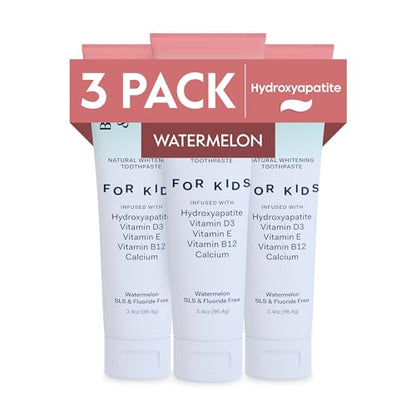 Better & Better Kids Toothpaste – Fluoride & SLS Free, Hydroxyapatite, Watermelon (3-Pack 3.4oz)