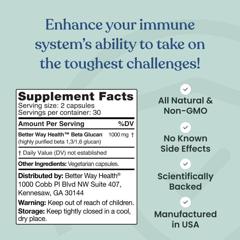 Better Way Health Advanced Immune Readiness Beta Glucan 500 — 500mg, 60 Capsules (Pack of 2)