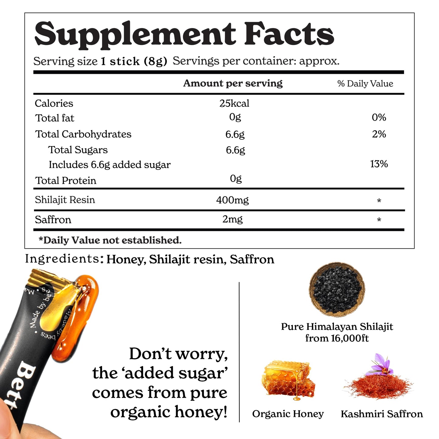 Better Alt Pure Himalayan Shilajit Honey Sticks (2 Pack) – Energy Boost & Immune Support, 85+ Minerals, 75%+ Fulvic Acid