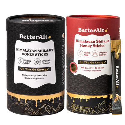 Better Alt Pure Himalayan Shilajit Sticks 2 Pack – Classic + Cinnamon | Easy to Consume Shilajit for Energy & Immunity