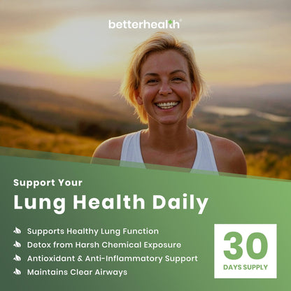 BetterHealth Lung Health Daily – Mullein Leaf, Vitamin D3, Elderberry | Respiratory Support (60 Capsules)