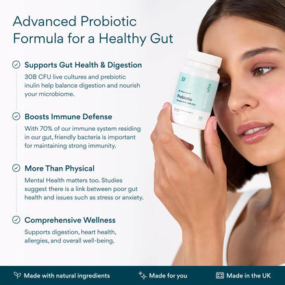 Bettervits Probiotics – 75B CFU, 12 Strains, Inulin Prebiotic | 30 Vegan Capsules