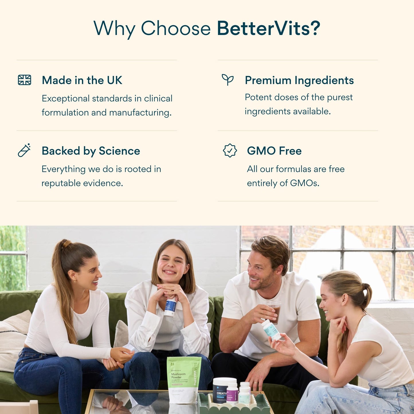 Bettervits Probiotics – 75B CFU, 12 Strains, Inulin Prebiotic | 30 Vegan Capsules