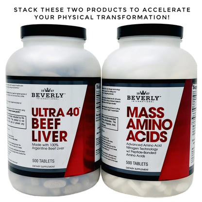 Beverly International Mass Amino Acids, 500 Tabs – Pre- & Post-Workout Support for Muscle Recovery & Repair | Complete Amino Acid Profile