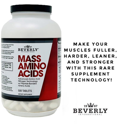 Beverly International Mass Amino Acids, 500 Tabs – Pre- & Post-Workout Support for Muscle Recovery & Repair | Complete Amino Acid Profile