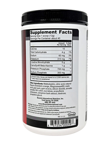 Beverly International Creatine Select with Phosphates — 40 Servings | Sugar-Free, Tang-Style Orange Flavor
