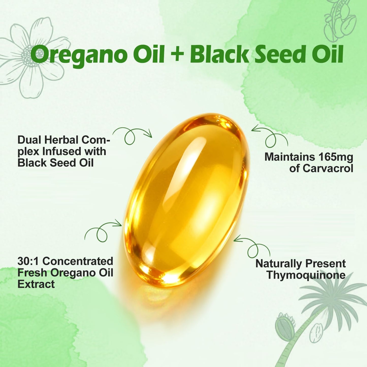 BEWORD Oil of Oregano 840 Softgels – 2-in-1 Oregano & Black Seed Oil for Immune & Antioxidant Support | Plant-Based, Non-GMO | 3-Pack