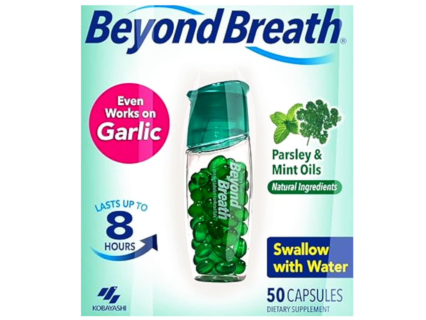 Beyond Breath Fresh Breath Capsules – 50 Count, Parsley & Mint Oils, 8-Hour Protection (Pack of 3)