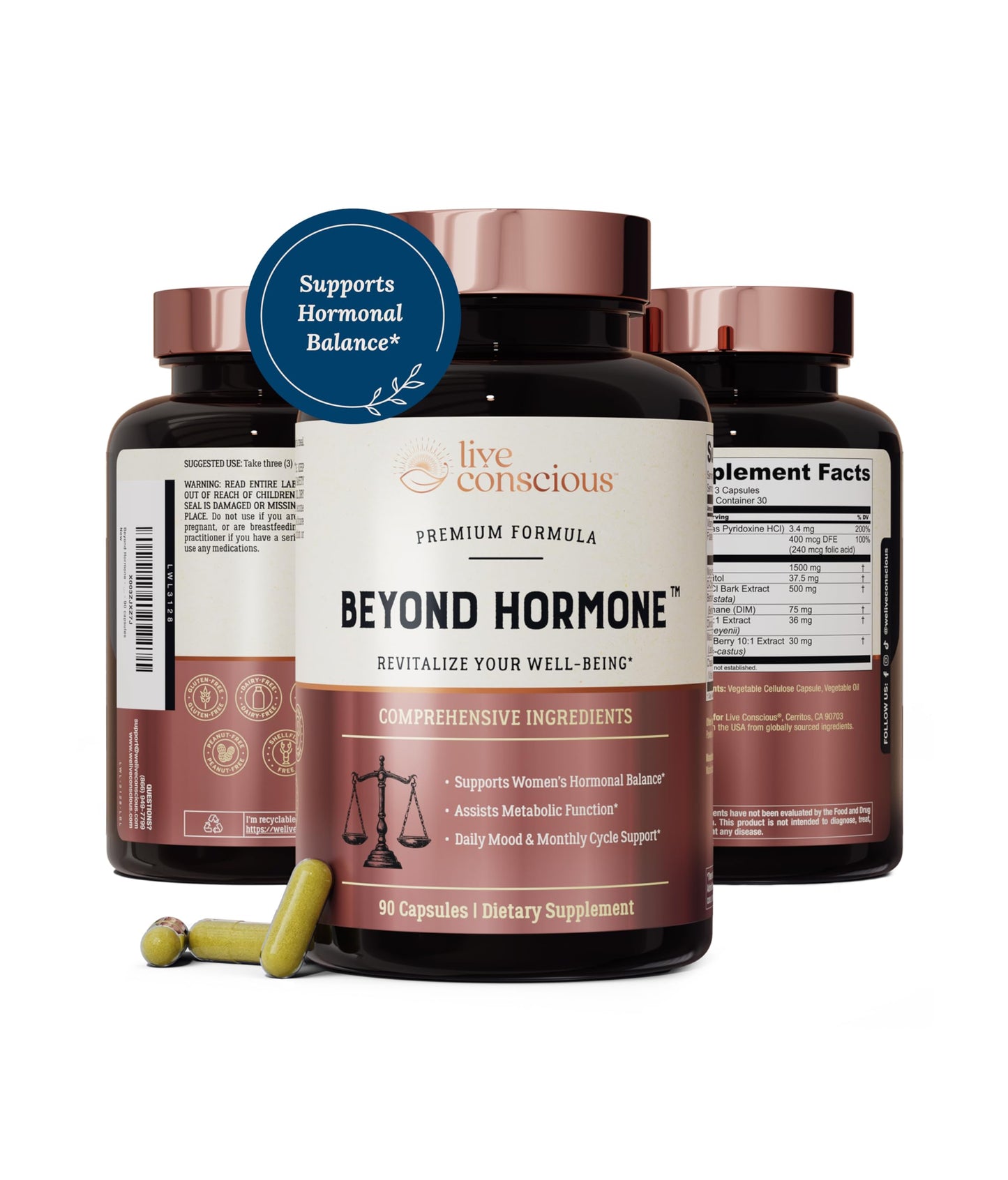 Live Conscious Beyond Hormone – Menopause & PMS Support (90 Ct) | Metabolism & Estrogen Balance