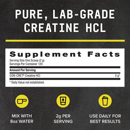 BEYOND RAW Creatine HCl Powder – Lab-Grade, Ultra-Concentrated for Strength & Performance | 120 Servings