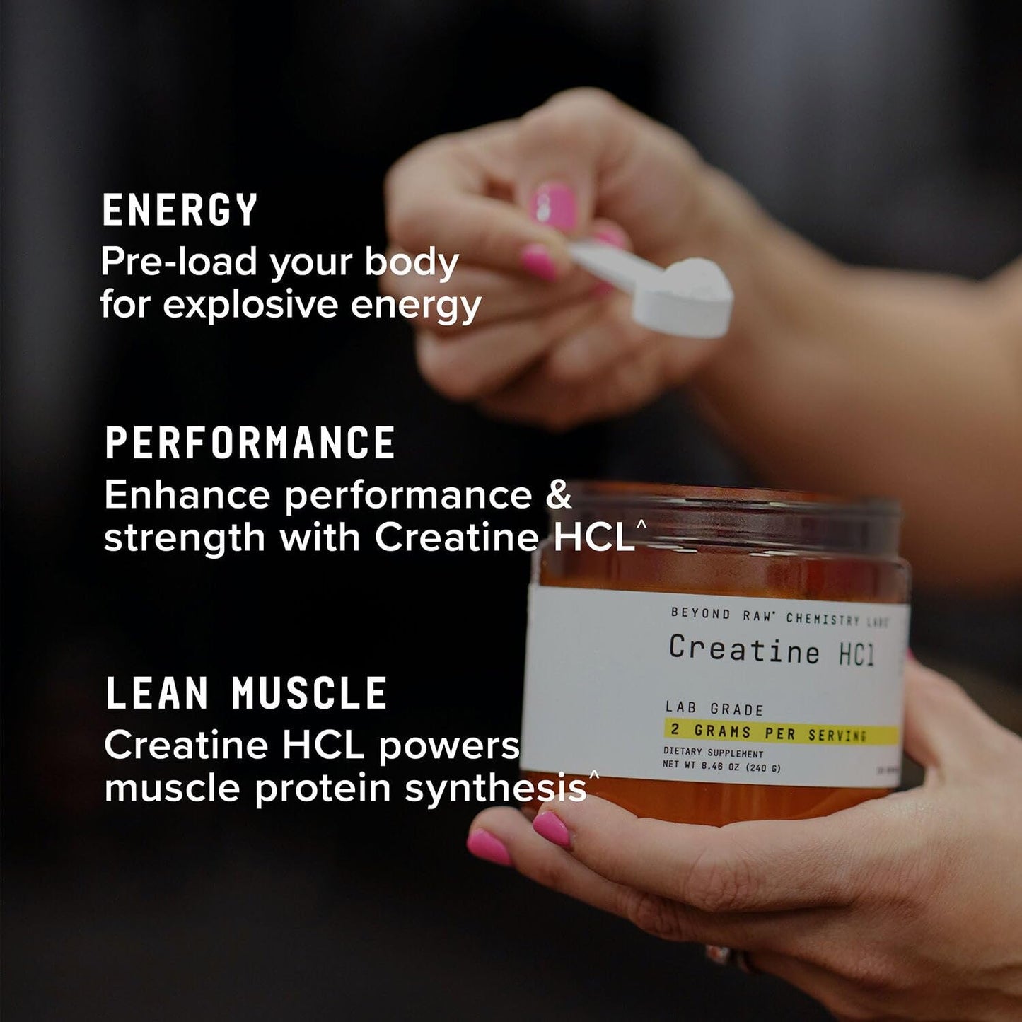 BEYOND RAW Creatine HCl Powder – Lab-Grade, Ultra-Concentrated for Strength & Performance | 120 Servings