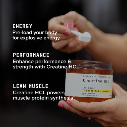 BEYOND RAW Creatine HCl Powder – Lab-Grade, Ultra-Concentrated for Strength & Performance | 120 Servings