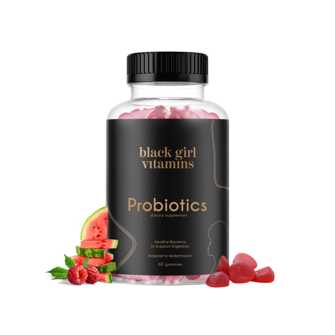 Black Girl Vitamins Probiotic Gummies | Digestive Health & Immune Support, Gluten-Free, Raspberry-Watermelon, 60ct