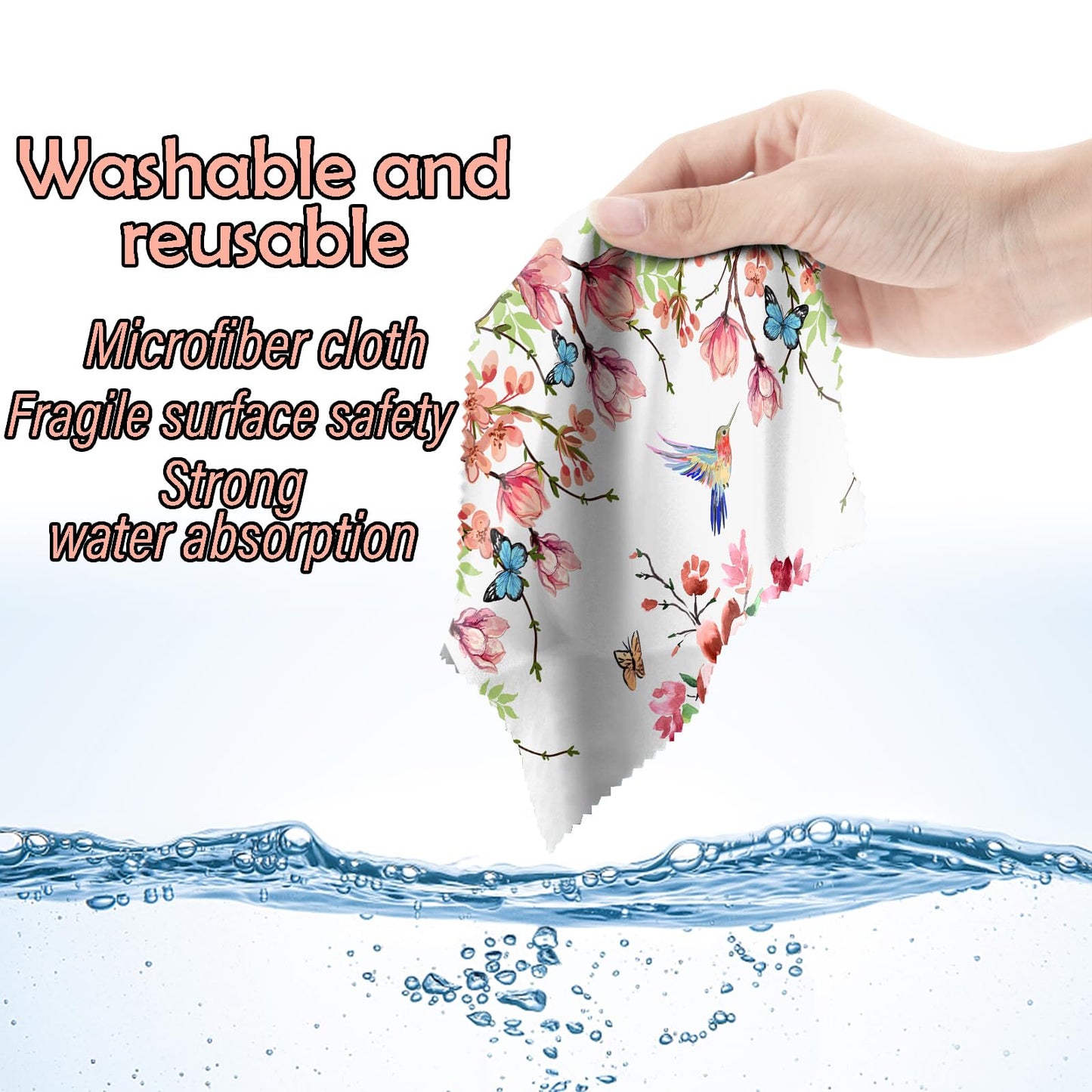 BHAHB 6-Pack Glasses Cleaning Cloths - Microfiber Lens Cloths 6.3x6.3 Inches - Floral Patterns