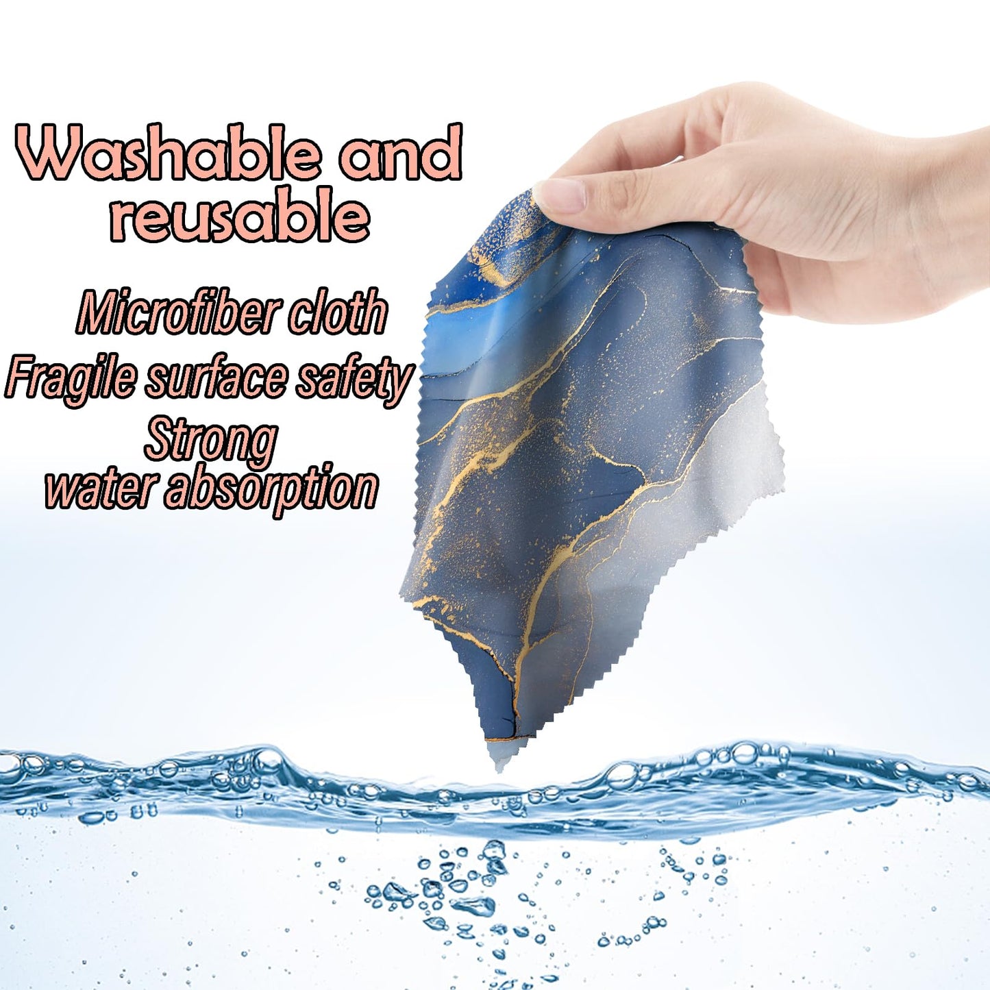 BHAHB 6-Pack Microfiber Glasses Cleaning Cloths - 6.3 x 6.3 in Marble Pattern