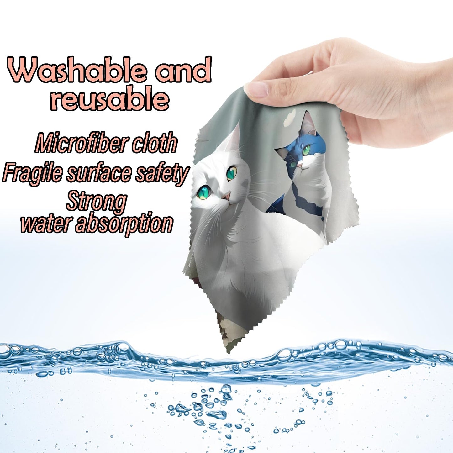 BHAHB 6-Pack Microfiber Glasses Cleaning Cloths – Cat & Dog Patterns (6.3 x 6.3 in)