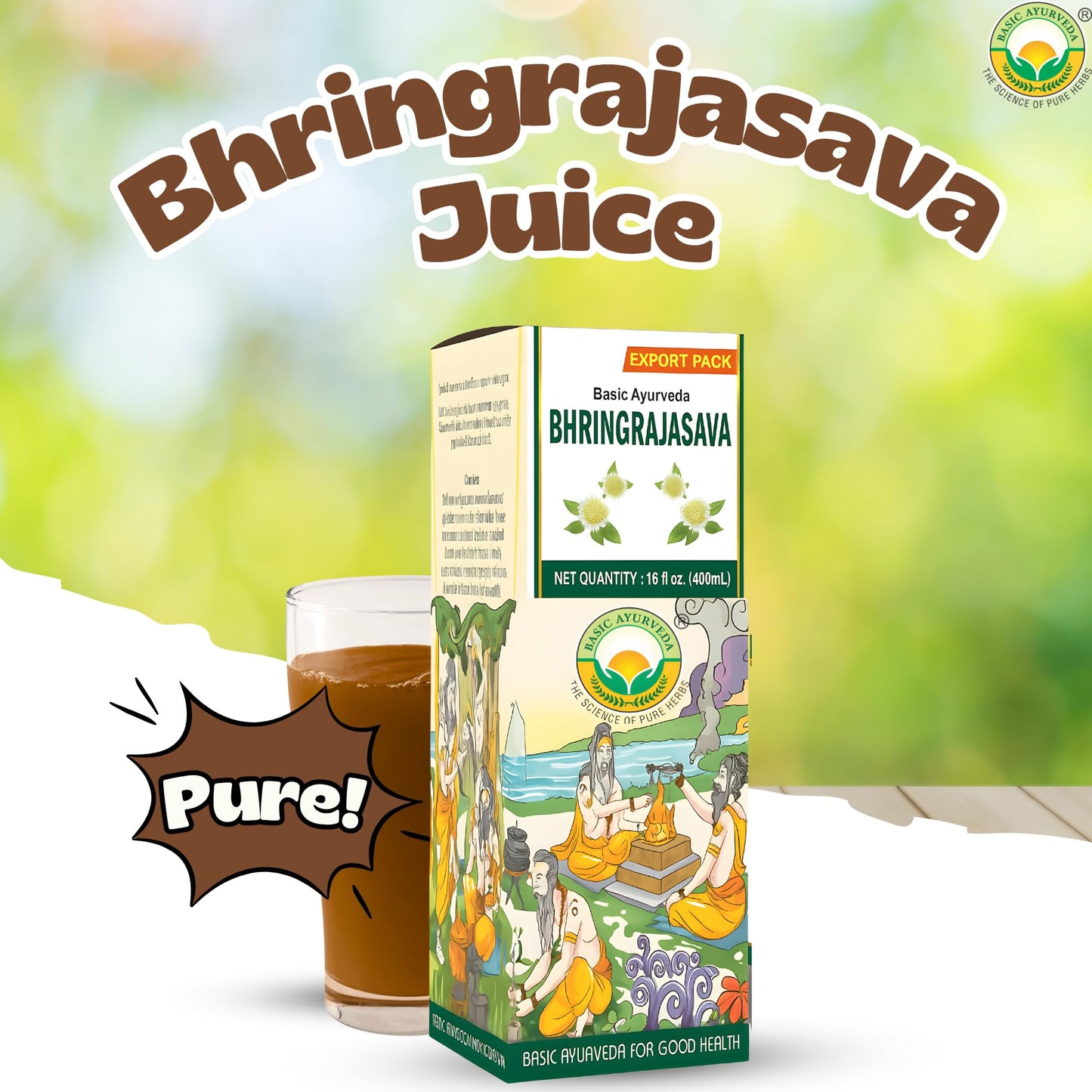 BASIC AYURVEDA Bhringrajasava Drink | 16.23 Fl Oz (480ml) | Natural Ayurvedic Syrup | for Healthy Hair & Immune System