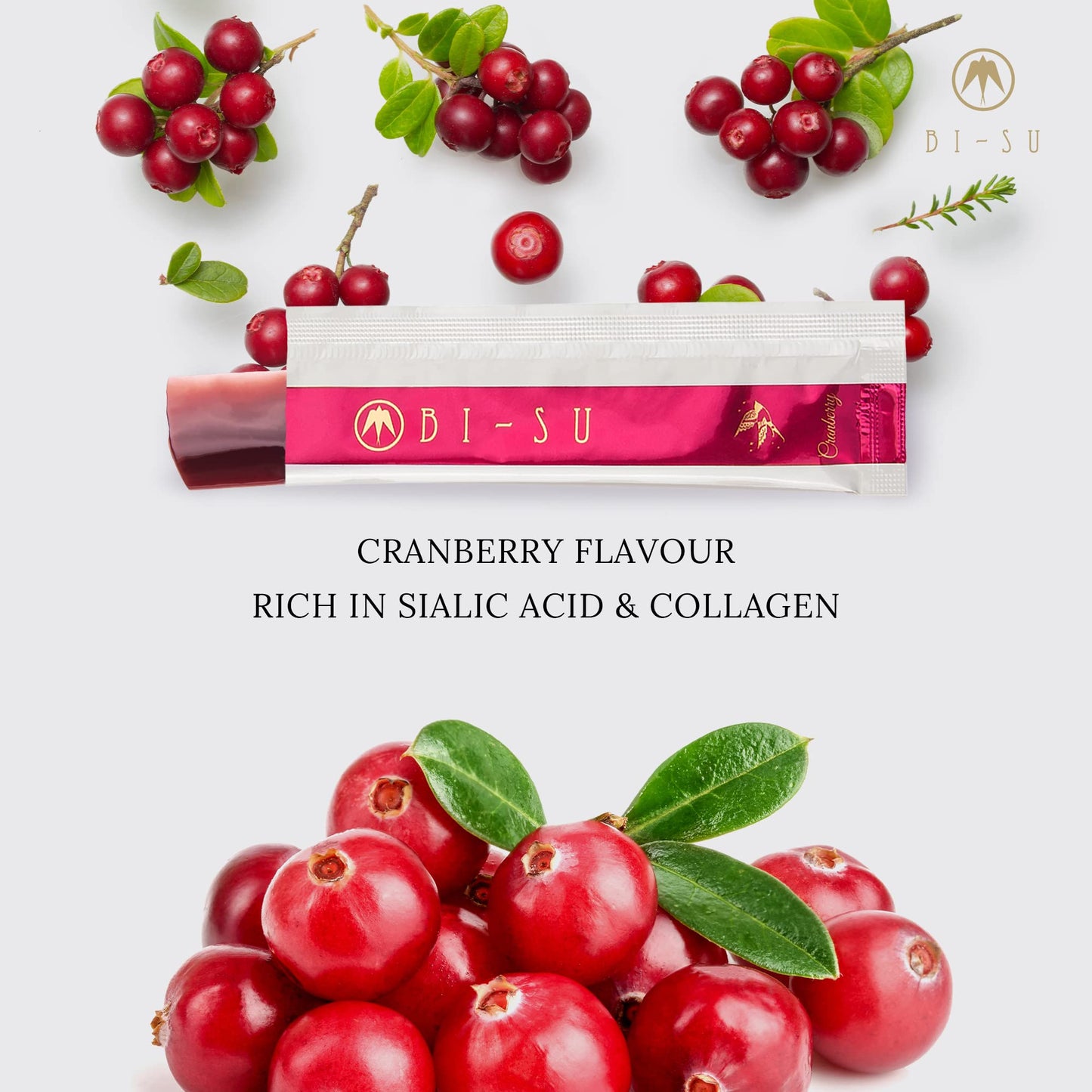 BI-SU Extract Jelly Stick | Natural Swiftlet Nests Extract, Collagen, Vitamin C, Japanese Skincare, Anti-Aging, Maintains Skin's Elasticity, Boosts Immune System, GI Health, Cranberry Flavor, 30 PCS