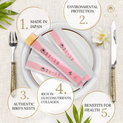 BI-SU Extract Jelly Stick | Swiftlet Nest, Collagen & Vitamin C | Rose Flavor, 7 pcs
