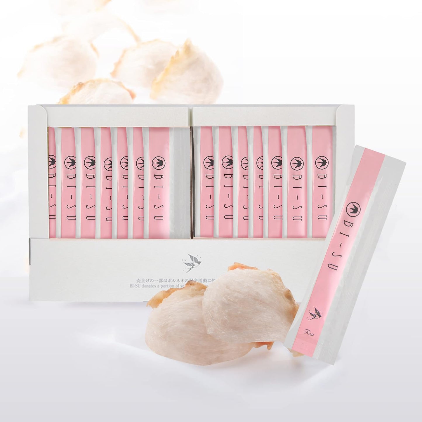 BI-SU Extract Jelly Sticks – Rose Swiftlet Nest, Collagen & Vitamin C, 30 PCS