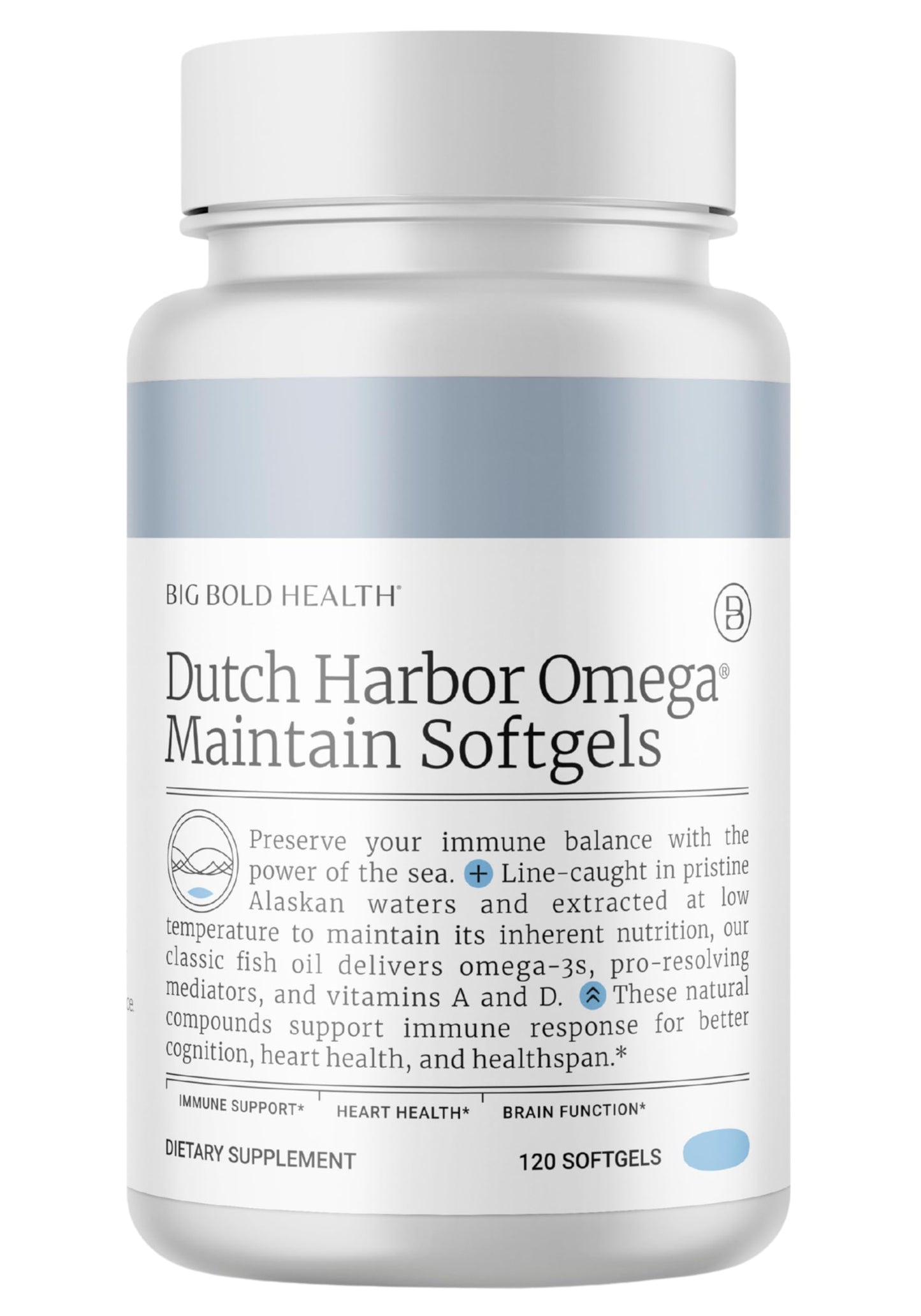 Big Bold Health Dutch Harbor Omega Maintain Softgels | Premium Alaskan Cod Liver Oil (120 Count) | MSC Certified
