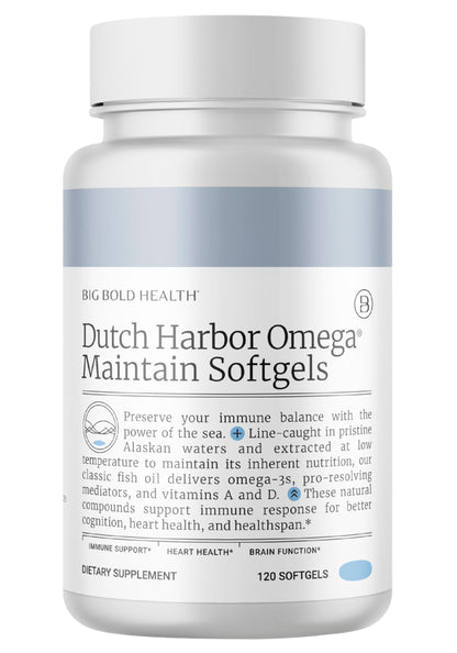 Big Bold Health Dutch Harbor Omega Maintain Softgels | Premium Alaskan Cod Liver Oil (120 Count) | MSC Certified