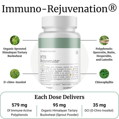 BIG BOLD HEALTH HTB Immune Rejuvenate – Polyphenol Immune Support with Himalayan Tartary Buckwheat, 120 Vegetarian Capsules
