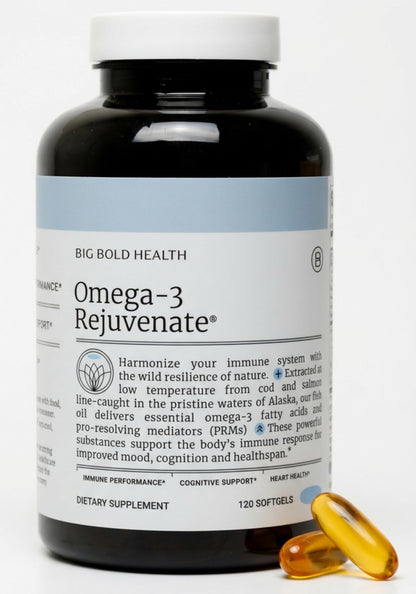 BIG BOLD HEALTH Omega-3 Rejuvenate – Wild Alaskan Fish Oil with PRMs (EPA, DHA, DPA) & Vitamins A & D (120 Softgels)