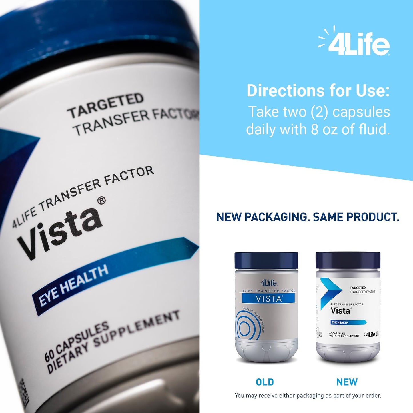 4Life Transfer Factor Vista - Eye Health & Vision Support with Lutein, Zeaxanthin, Zinc, Vitamin C, and Black Currant - 60 Capsules