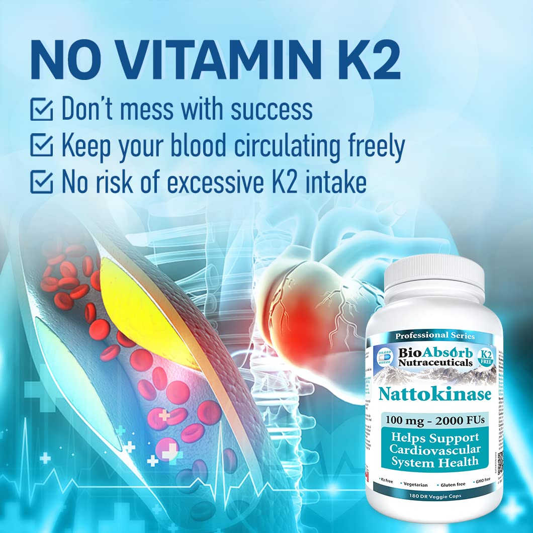 Bio Absorb Nattokinase Supplement – 100 mg, 2000 FU, 6-Month Supply | Non-GMO Natto Extract