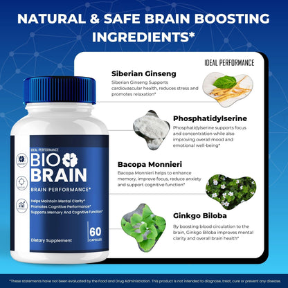 Bio Brain Capsules - Official Brain Health & Memory Support (Maximum Strength, 2-Pack)