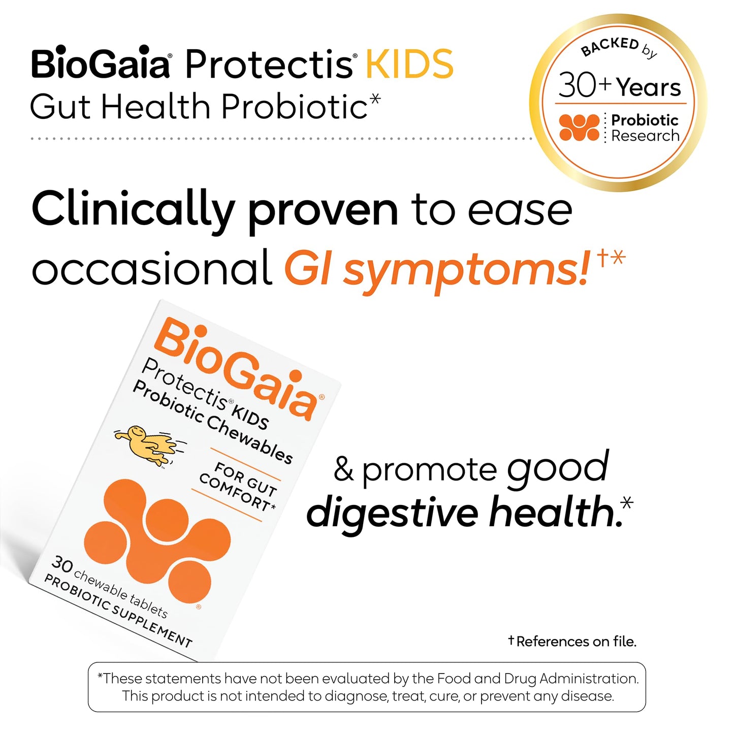 BioGaia Protectis Chewable Tablets for Toddlers to Teens – Digestive Comfort, 2 Pack (30 Tablets)