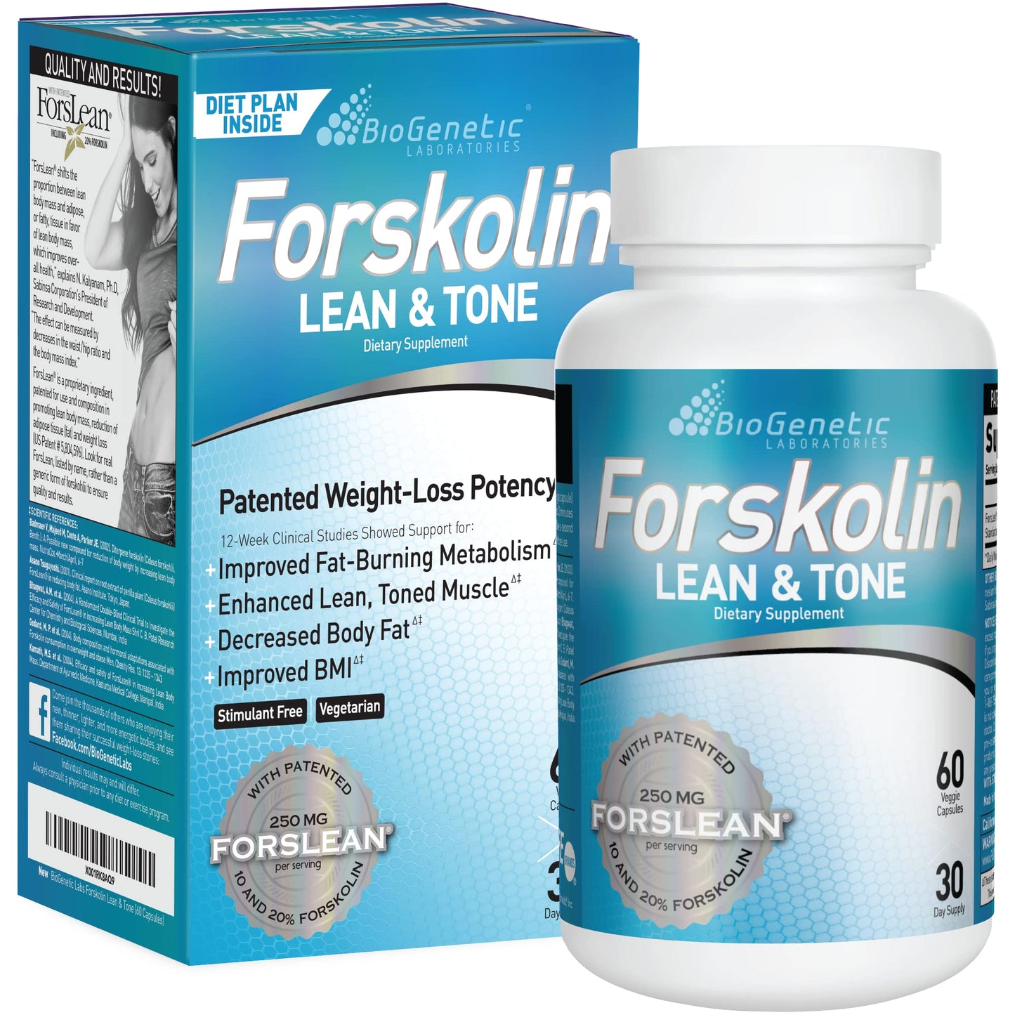 BioGenetic Laboratories Forskolin Lean & Tone – 60 Vegetarian Capsules | Fat Burner & Lean Muscle Support