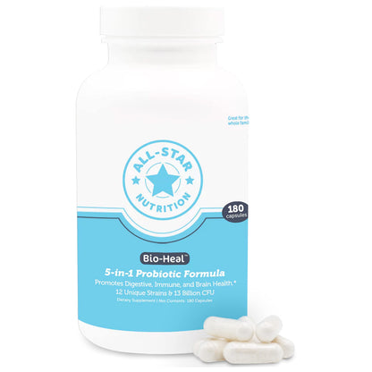 5-in-1 Bio-Heal Probiotic Capsules – Gut Health, Immune Support & Digestive Comfort | All-Star Nutrition