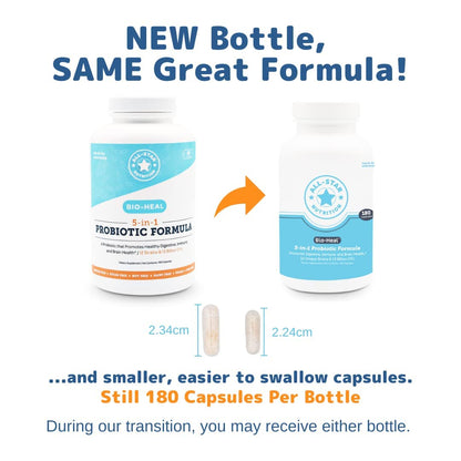 5-in-1 Bio-Heal Probiotic Capsules – Gut Health, Immune Support & Digestive Comfort | All-Star Nutrition