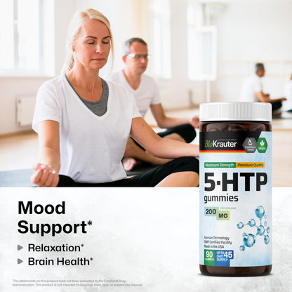 BIO KRAUTER 5-HTP Gummies 200 mg - 90 Vegan Chews | Relaxation Support